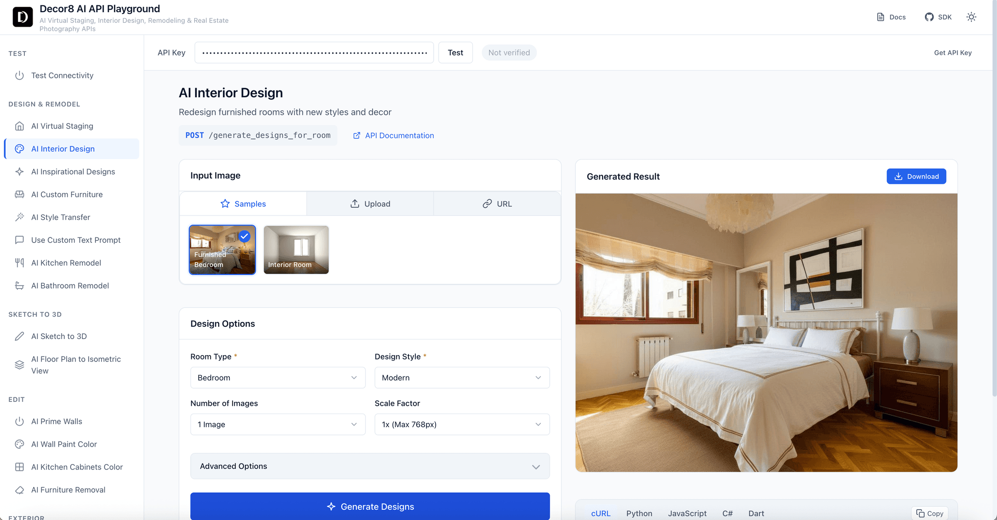 Room redesign results in API playground
