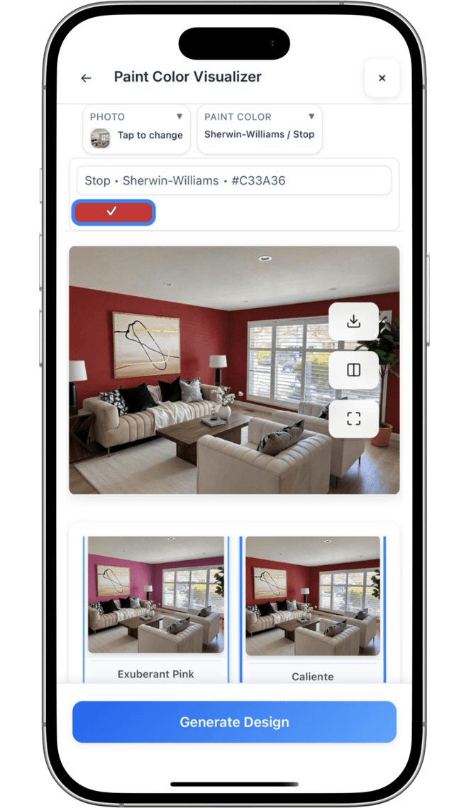 Paint color visualizer on iPhone