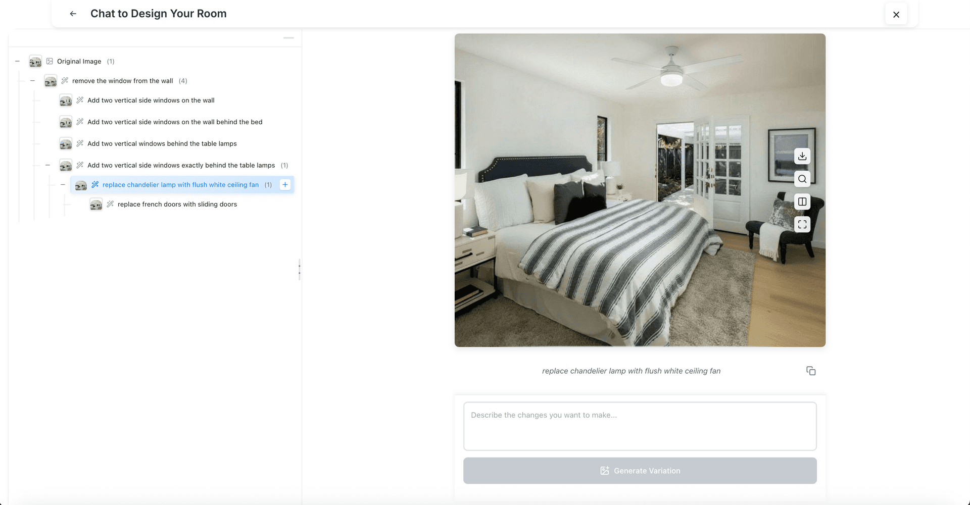 Chat with AI design feature in Decor8 AI web app