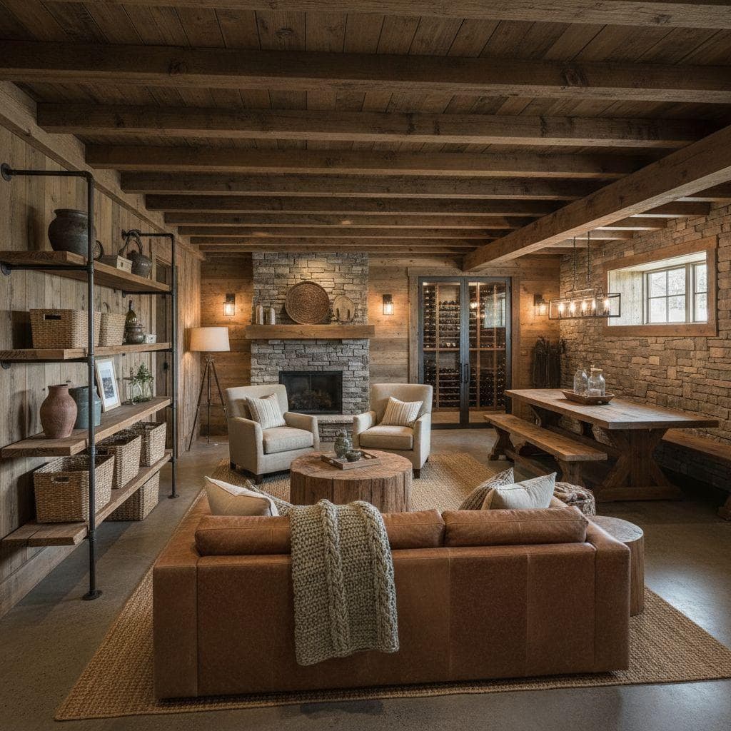 Rustic Basement design